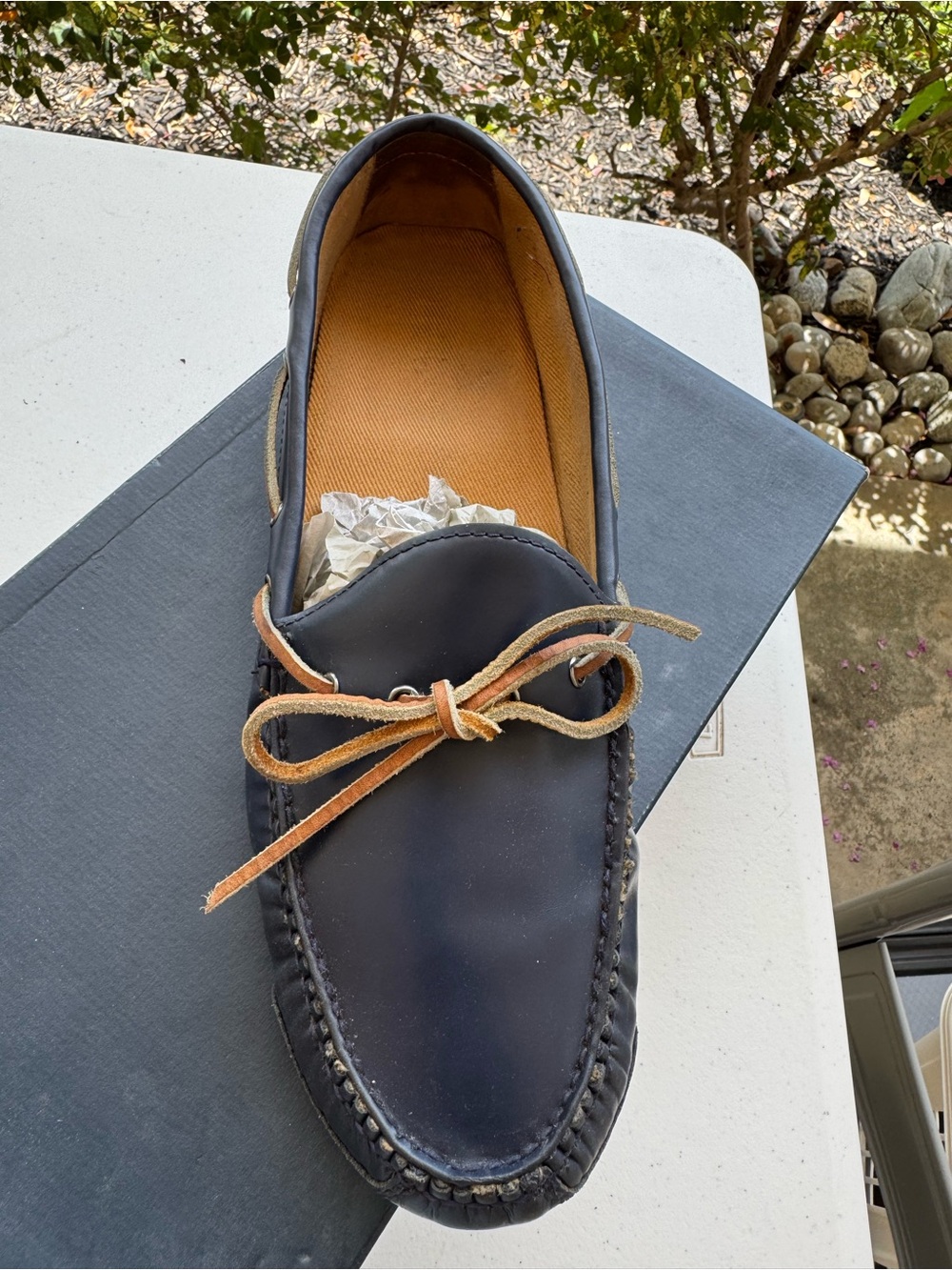 Cole Haan Black Leather Slip-On Loafer with Tan Laces
